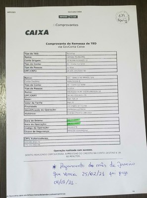 Pagto Conta de Luz Janeiro