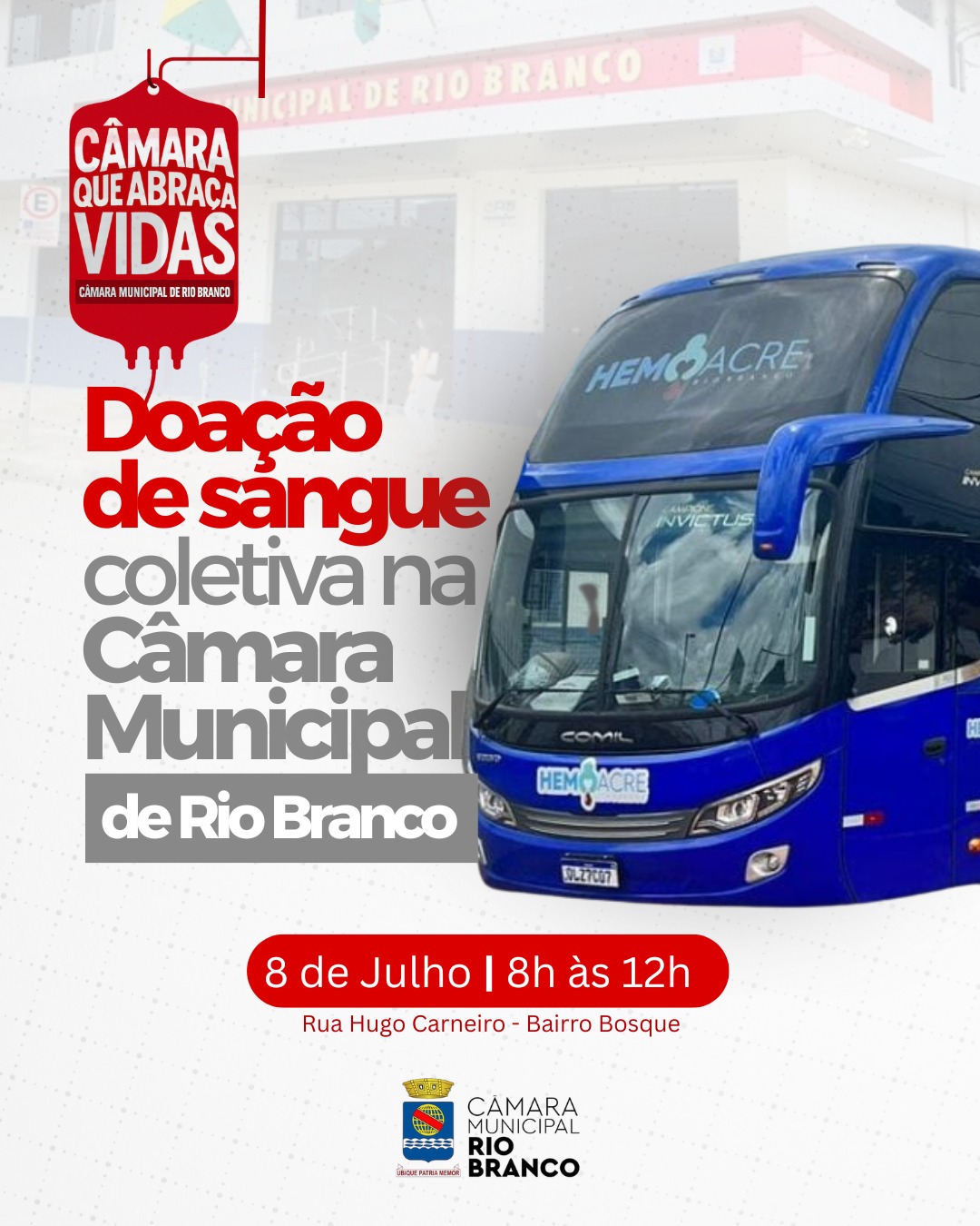 Câmara Municipal promove campanha de doação de sangue em parceria com o Hemoacre